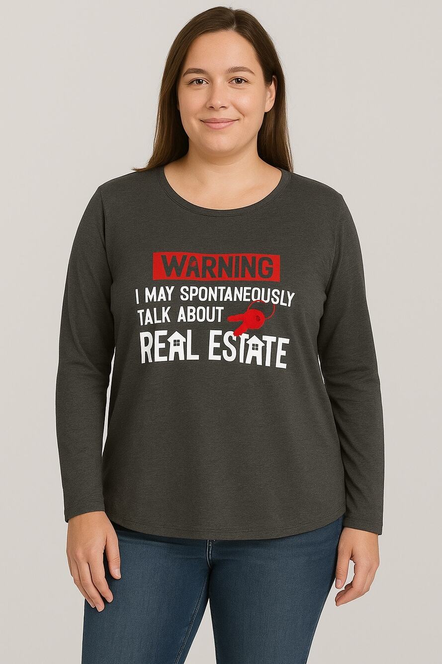 Realtor or Investor Funny T-shirt Long Sleeve Woman's size XL Petite Stretch Tee
